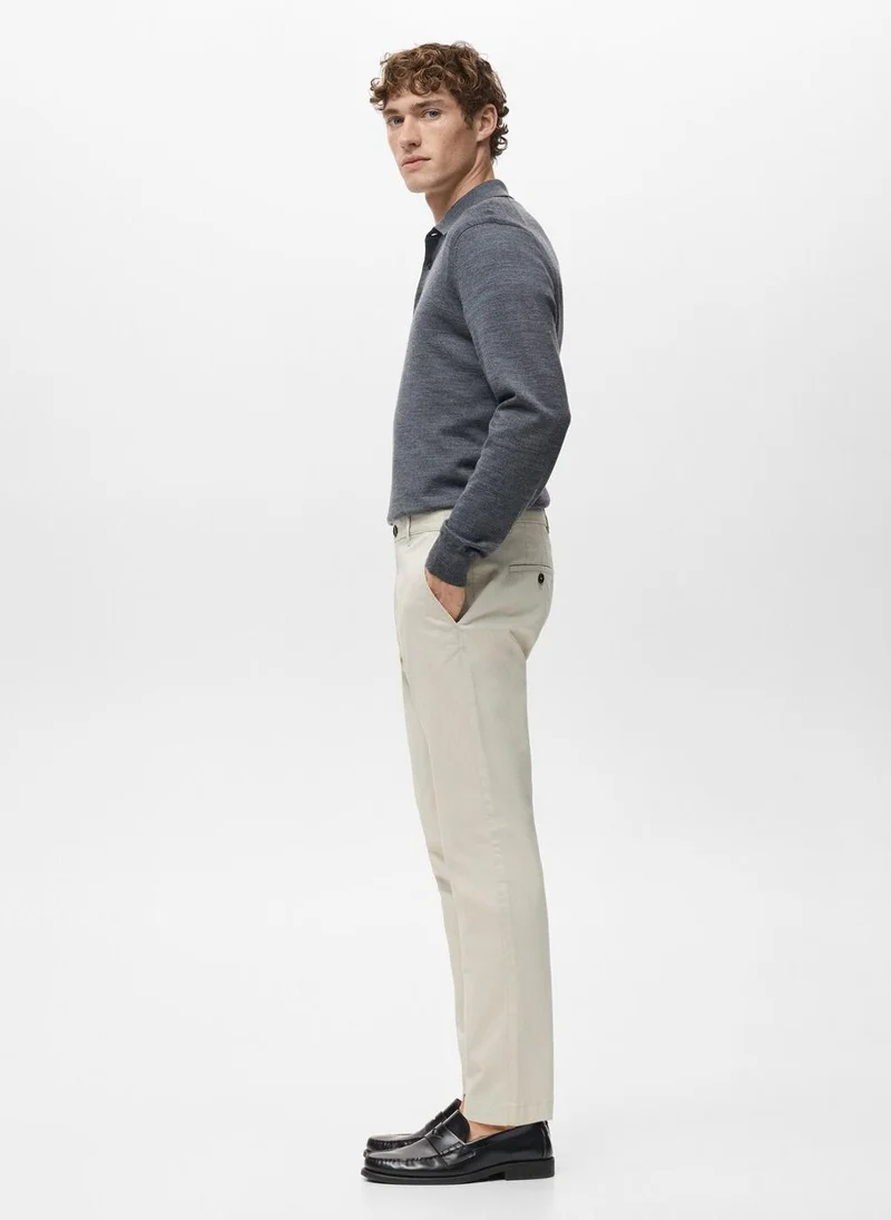 Mango Man  Prato cropped tapered chino trousers for Men | Best Price UAE
